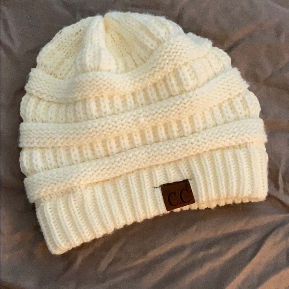 C.C White knitted beanie